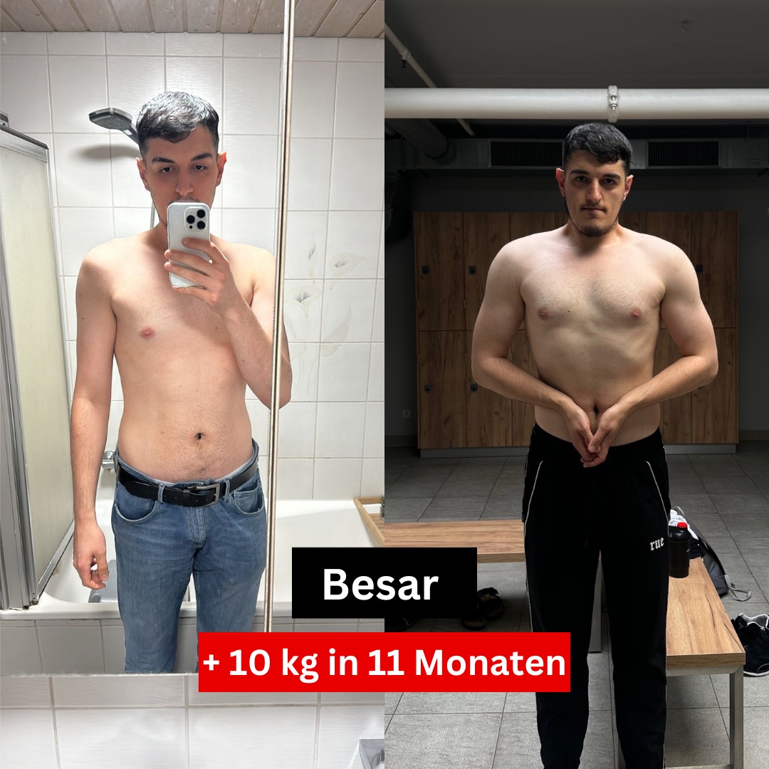 Vorher-Nachher-Bild von Besar: 10 kg Muskelmasse in 11 Monaten